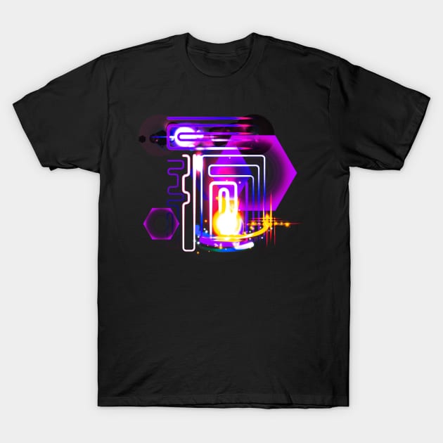 Neon Lights and Light Flares T-Shirt by ddtk